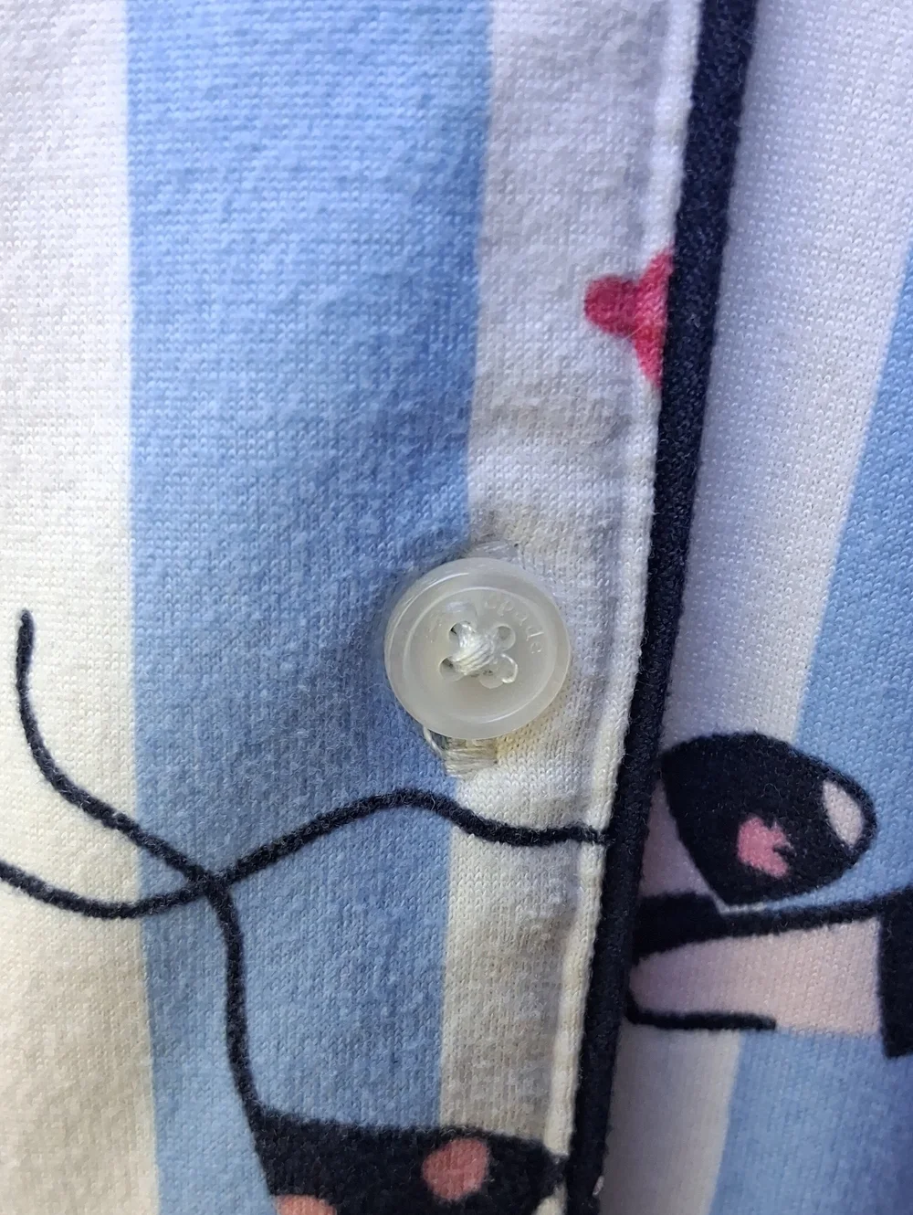 kate spade Light Blue Striped Short Sleeve Button Shirt with Multicolor Print M